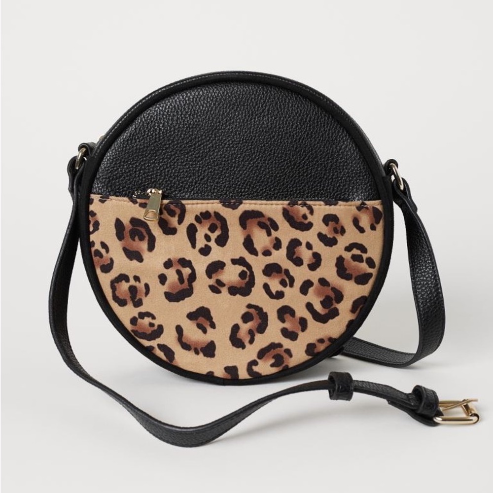 H&M Leopard Print Faux Leather Round Shoulder Bag